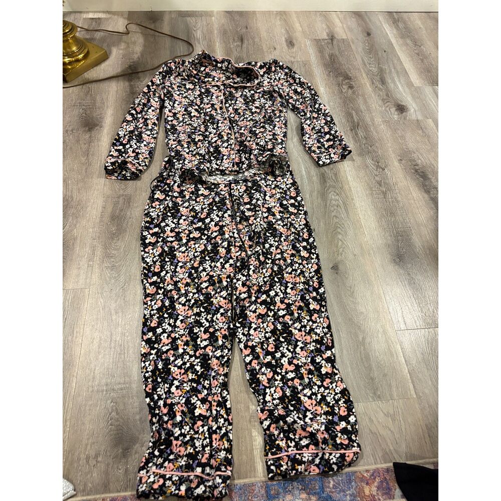 M&S Day Dreams Duvet Days Floral Fleece Jumpsuit Pajama Set Women's US 6